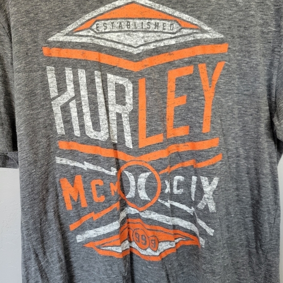 Hurley Men's Large Grey Short Sleeve T-shirt Graphic Tee Orange White - Picture 2 of 4